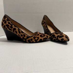 Franco Sarto Frankie Wedge Pump Cheetah Print Calf Hair, NWT 6M EU 36